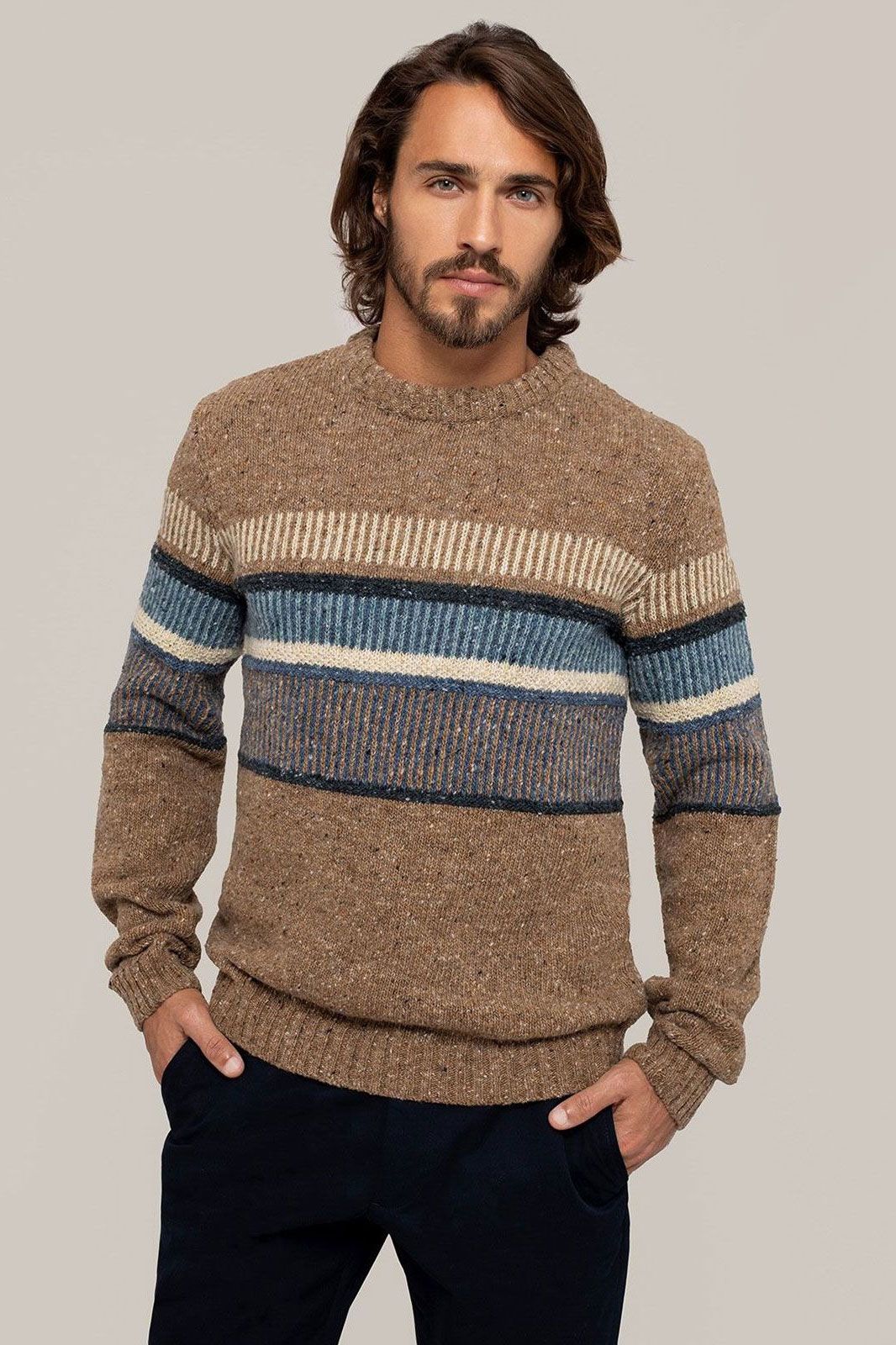 Community Clothing Dark Camel Jumper Men's Statement Donegal Jumper