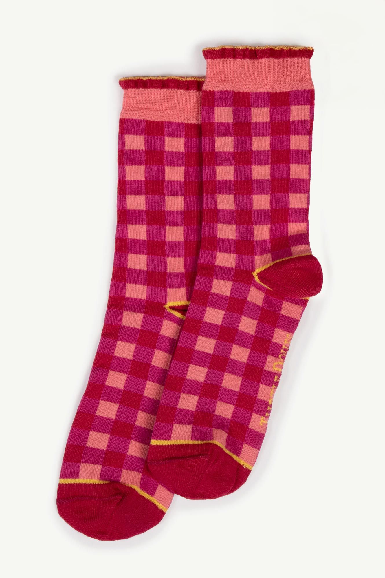 Women's Gingham Frill Socks