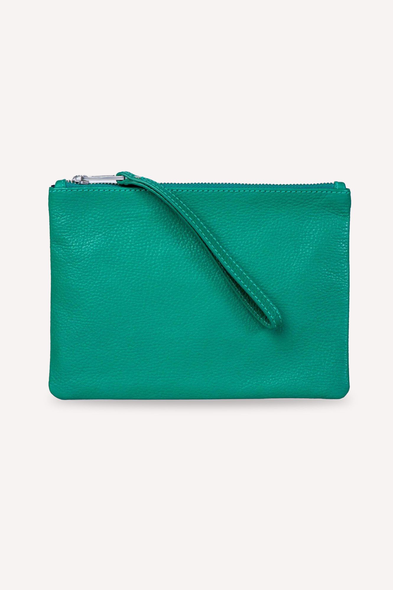 Leather Zip Top Large Pouch