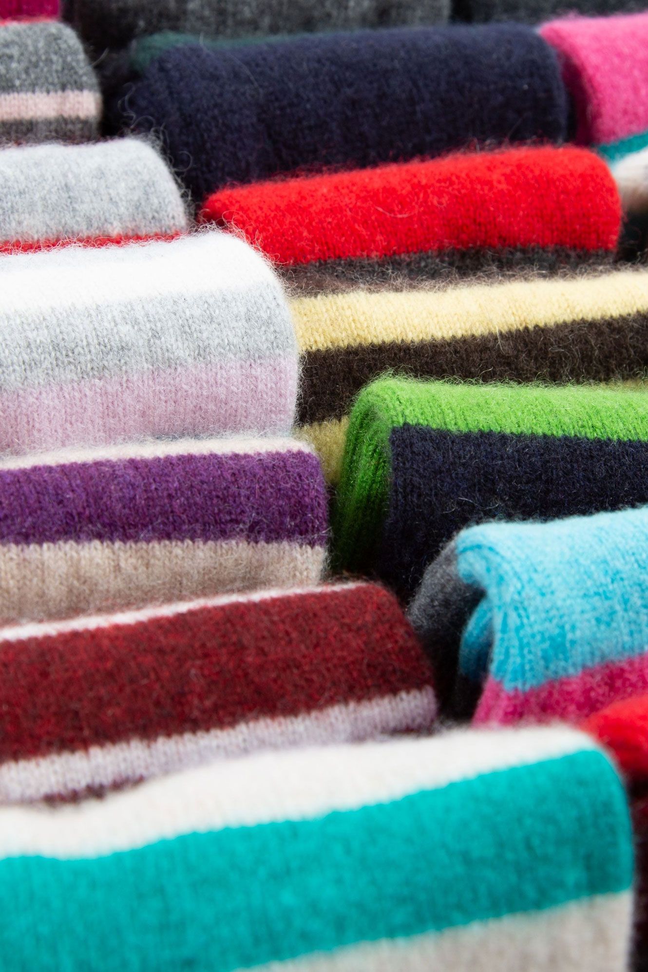 Striped Cashmere Fingerless Gloves