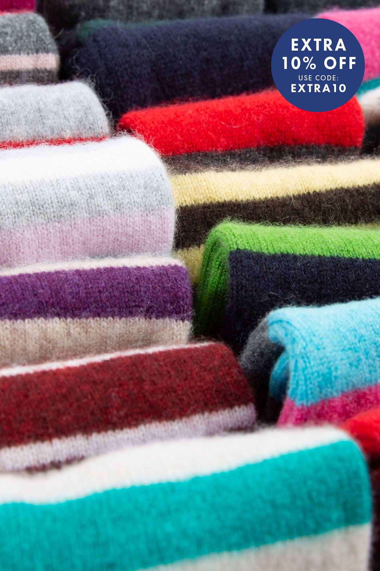 Striped Cashmere Fingerless Gloves