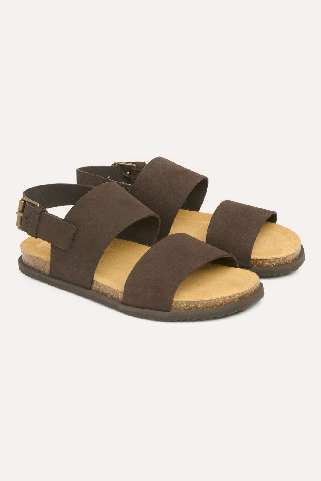 Leather Double Strap Sandals With Backstrap