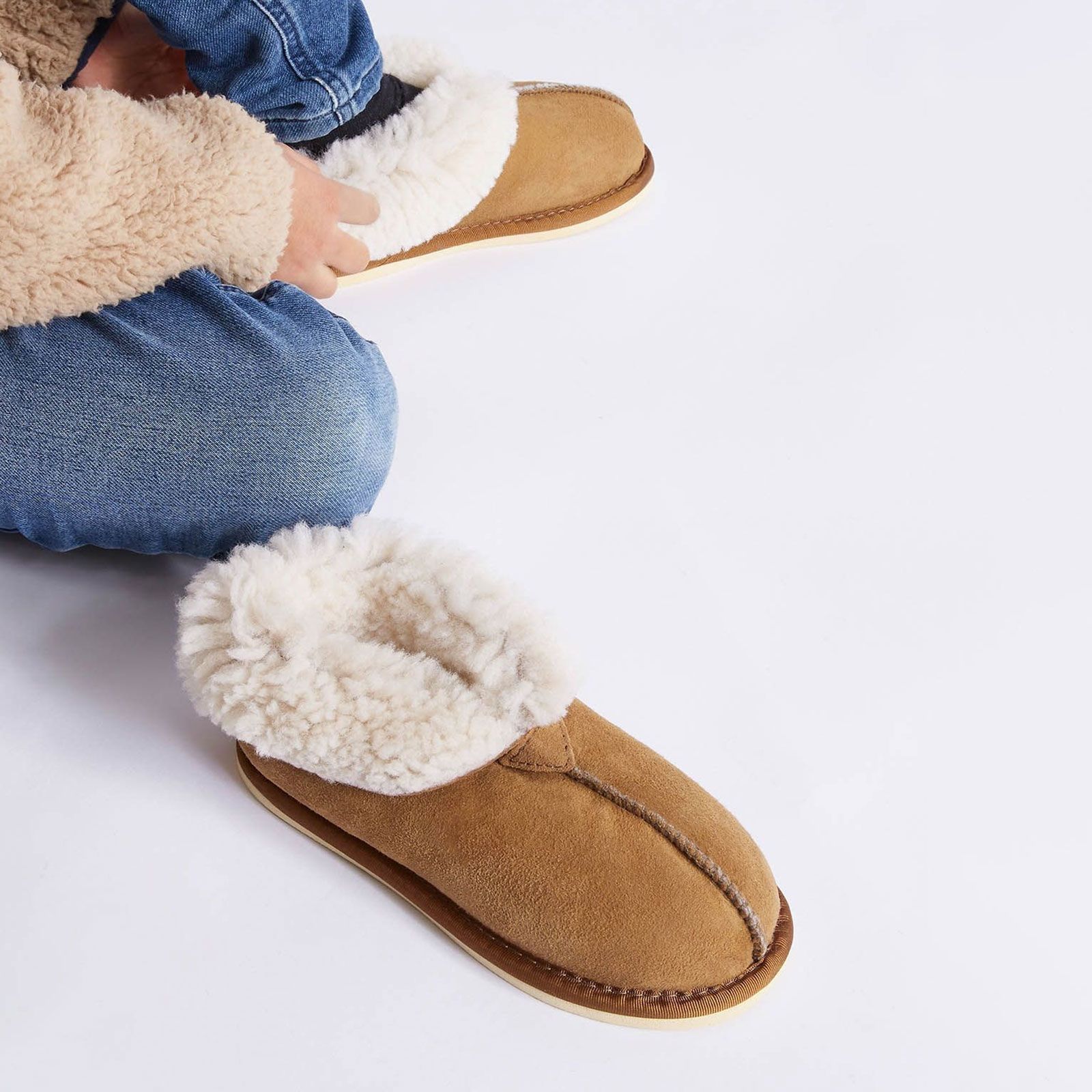 Kid's Sheepskin Bootee Slippers