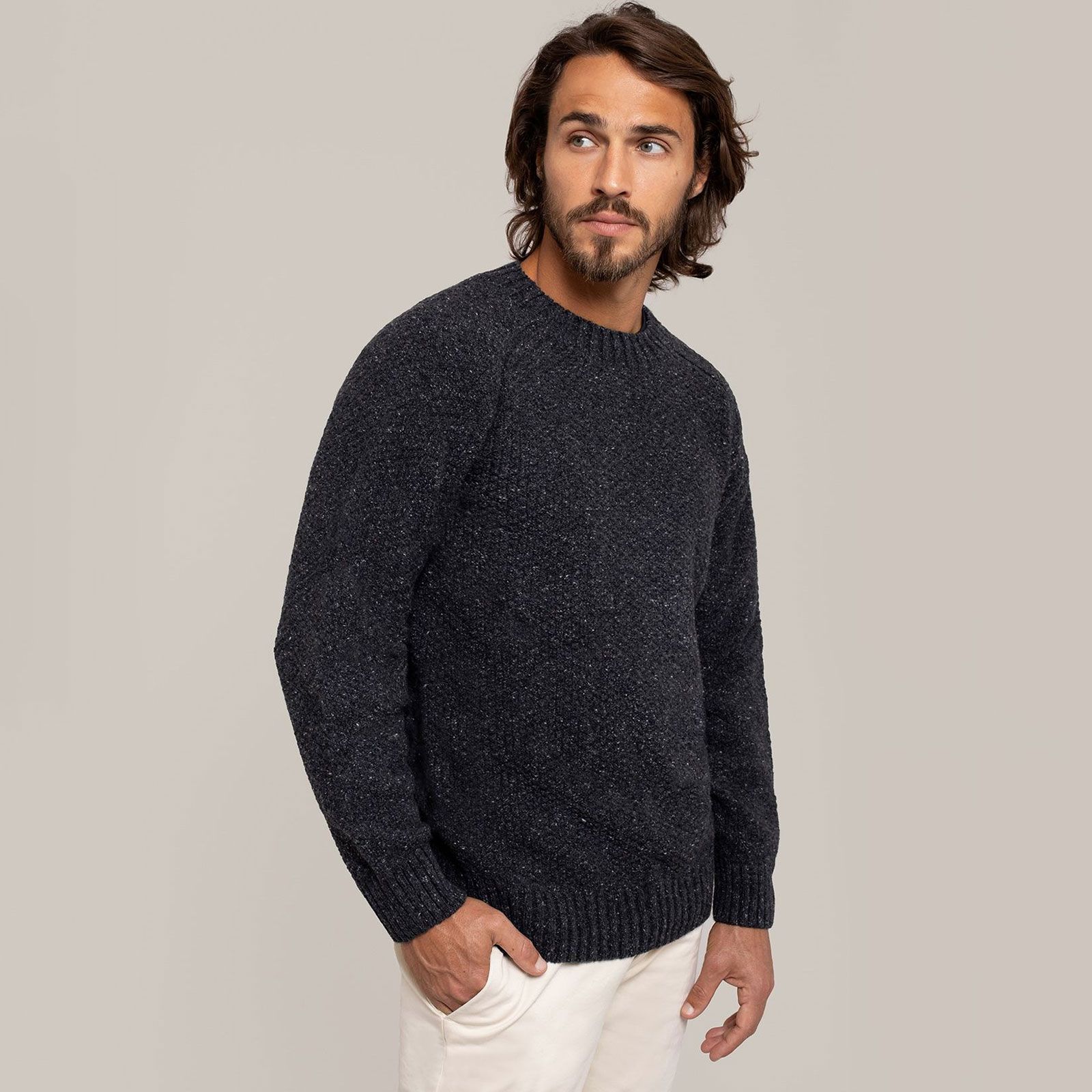 Men's Recycled Cashmere Blend Moss Stitch Jumper