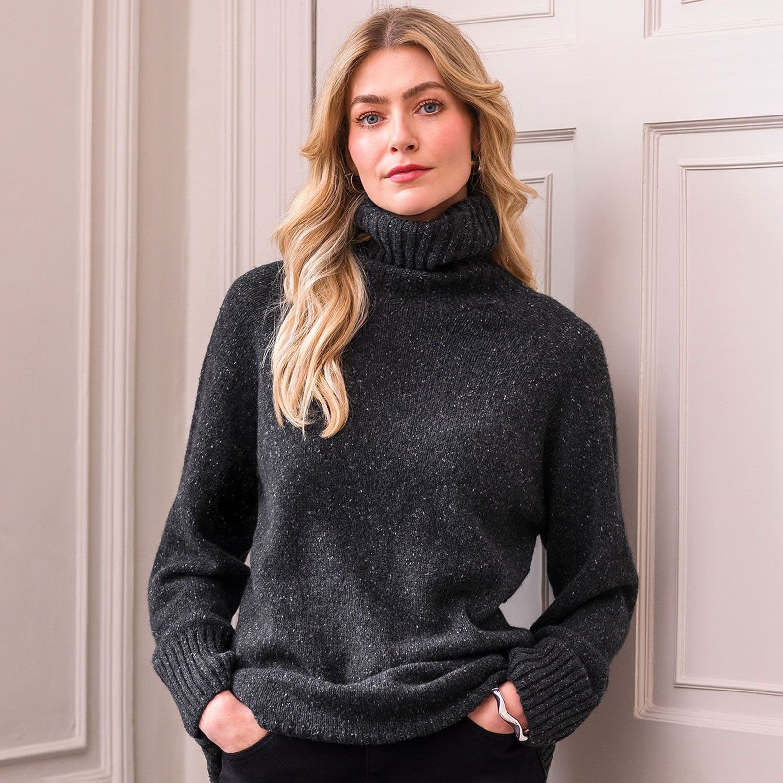 Recycled Cashmere Blend Roll Neck Jumper